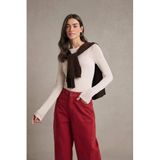 DeFacto Slim Fit Ribana Tişört Bej, L, G9446AX26SP, Bej-BG757, Kadın