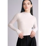 DeFacto Slim Fit Ribana Tişört Ekru, M, G7804AX26SP, Ekru-ER105, Kadın