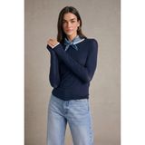 DeFacto Slim Fit Ribana Tişört Lacivert, M, G9446AX26SP, Lacivert-NV135, Kadın