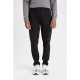 Defacto Slim Fit Sporcu İnce Jogger Eşofman Altı Dar Kesim Fermuarlı Basic Düz Standart Paça, S, S3309AZ24AU, Siyah, Erkek