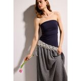 DeFacto Slim Fit Straplez Büzgülü Atlet, S, H3996AX26SM, Lacivert, Kadın