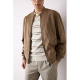 DeFacto Slim Fit Süet Bomber Mont Ceket Dar Kesim Kolej Yaka Fermuarlı Çift Cepli Mevsimlik Baharlık Hafif A3866AX25SPBN297