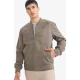 DeFacto Slim Fit Süet Kolej Yaka Fermuarlı Çift Cepli Mevsimlik Bomber Mont Ceket A3866AX26SP - Haki-KH466