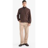 DeFacto Slim Fit Süet Kolej Yaka Fermuarlı Çift Cepli Mevsimlik Bomber Mont Ceket A3866AX26SP - Kahve-BN192 - XL