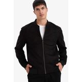 DeFacto Slim Fit Süet Kolej Yaka Fermuarlı Çift Cepli Mevsimlik Bomber Mont Ceket