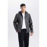 DeFacto Slim Fit Suni Deri Mont Dar Kesim Kapüşonlu Fermuarlı R2523AZ25SPAR110