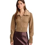 DeFacto Slim Fit Suni Kürk Yaka Hırka, S, G9000AX25WN, Bej-BG157, Kadın