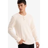 DeFacto Slim Fit Uzun Kollu Body, L, F8212AX26SP, Ekru, Erkek