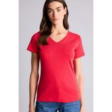 DeFacto Slim Fit V Yaka Basic Düz Ribana Kısa Kollu Tişört, L, I1080AZ26SP, Kırmızı, Kadın