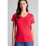 DeFacto Slim Fit V Yaka Basic Düz Ribana Kısa Kollu Tişört, M, I1080AZ26SP, Kırmızı, Kadın