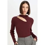 DeFacto Slim Fit Yarım Balıkçı Yaka Basic Fitilli Kaşkorse Tişört C8473AX24AU - Bordo-BR34