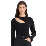 DeFacto Slim Fit Yarım Balıkçı Yaka Basic Fitilli Kaşkorse Tişört, M, TYCACB1DAB87585D10, Siyah-BK81, Kadın