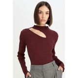 DeFacto Slim Fit Yarım Balıkçı Yaka Basıc Fitilli Kaşkorse Tişört, XL, TYCACB1DAB87585D10, Bordo, Kadın