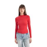 DeFacto Slim Fit Yarım Balıkçı Yaka Casual Uzun Kollu Tişört Kırmızı XL