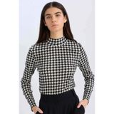 DeFacto Slim Fit Yarım Balıkçı Yaka Kazayağı Bürümcük Uzun Kollu Tişört, M, D9498AX24WN, Siyah-BK81, Kadın
