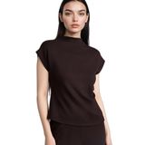 DeFacto Slim Fit Yarım Balıkçı Yaka Kısa Kollu Kahverengi Tişört, L, F7760AX26SP, Kahve, Kadın