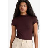 DeFacto Slim Fit Yarım Balıkçı Yaka Kısa Kollu Tişört, 2XL, E5906AX25SP, Kahve-BN267, Kadın