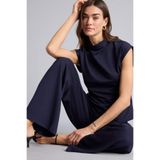 DeFacto Slim Fit Yarım Balıkçı Yaka Kısa Kollu Tişört, M, F7760AX26SP, Lacivert, Kadın
