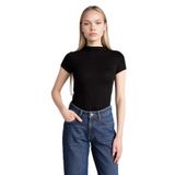 DeFacto Slim Fit Yarım Balıkçı Yaka Kısa Kollu Tişört, XL, E5906AX25AU, Siyah, Kadın