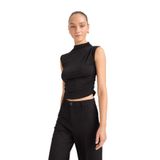 DeFacto Slim Fit Yarım Balıkçı Yaka Kolsuz Bluz, XL, F6908AX25AU, Siyah-BK81, Kadın