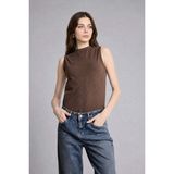 DeFacto Slim Fit Yarım Balıkçı Yaka Penye Kolsuz Kahverengi Bluz H8040AX26SM - Kahve-BN258 - 3XL