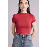 DeFacto Slim Fit Yarım Balıkçı Yaka Tişört E5906AX26SP - Bordo-BR188 - XL