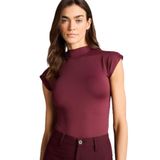 DeFacto Slim Fit Yarım Balıkçı Yaka Tişört, L, G9197AX26SP, Bordo-BR304, Kadın