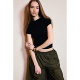 DeFacto Slim Fit Yarım Balıkçı Yaka Tişört, XL, E5906AX26SP, Siyah, Kadın