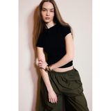 DeFacto Slim Fit Yarım Balıkçı Yaka Tişört, XXL, E5906AX26SP, Siyah, Kadın