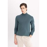Defacto Slim Fit Yarım Balıkçı Yaka Triko Kazak, 2XL, B7851AXNS, Mavi-BE196, Erkek, XXL