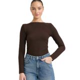 DeFacto Slim Fit Yarım Balıkçı Yaka Uzun Kollu Tişört, 2XL, G7809AX25WN, Kahve-BN340, Kadın