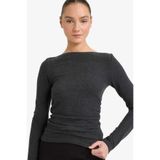 DeFacto Slim Fit Yarım Balıkçı Yaka Uzun Kollu Tişört, S, G7809AX25WN, Antrasit-AR211, Kadın
