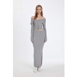 Defacto Slim Fit Yırtmaçlı Maxi Etek D5390ax24augr90