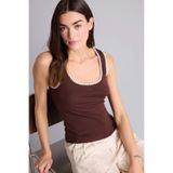 DeFacto Slim Fit Yuvarlak Yaka Ribana Kadın Atlet, S, F6276AX26SM, Kahve-BN341