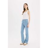 DeFacto Slim Flare Yüksek Bel Düz Paça Uzun Jean Kar Yıkamalı Pantolon D7973AX25SPNM39