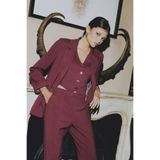 DeFacto Sorbe x Regular Fit V Yaka Düğmeli Blazer Yelek, 38, Regular Fit V Yaka Düğmeli Blazer Yelek, Bordo-BR171, Kadın