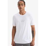 DeFacto Standart Fit Bisiklet Yaka Baskılı Kısa Kollu Spor Tişört, S, C9268AX25AU, Beyaz-WT34, Erkek