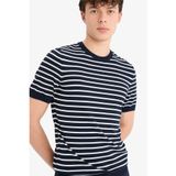 DeFacto Standart Fit Bisiklet Yaka Çizgili Triko Kısa Kollu Tişört, 2XL, E3252AX25SMNV64, Lacivert, Erkek