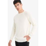 Defacto Standart Fit Bisiklet Yaka Triko Kazak, M, A8458AX25WN, Ekru, Erkek
