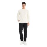 DeFacto Standart Fit Bisiklet Yaka Triko Kazak, XL, A8458AX25WN, Ekru, Erkek
