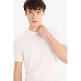 DeFacto Standart Fit Bisiklet Yaka Triko Kısa Kollu Beyaz Tişört, 3XL, E3239AX25SP, Beyaz-WT32, Erkek