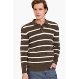 DeFacto Standart Fıt Çizgili Triko Kazak, L, F2733AX25WN, Haki-KH163, Erkek