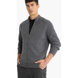DeFacto Standart Fit Dik Yaka Fermuarlı Yün Karışımlı Triko Hırka F2983AX25WN - 2XL - Antrasit-AR104