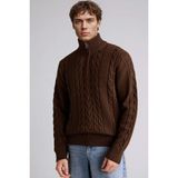 DeFacto Standart Fit Dik Yaka Triko Kazak, L, G8754AX25CW, Kahve-BN490, Erkek