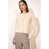 Defacto Standart Fit Hırka, S, G9999AX26SP, Ekru, Kadın