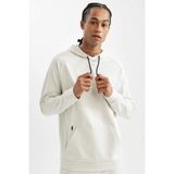 DeFacto Standart Fit Kapüşonlu Cepli Skuba Dalgıç Kumaş Sporcu Sweatshirt, M, D1950AX24AU, Bej-BG721, erkek