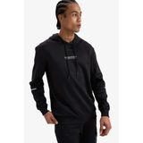DeFacto Standart Fit Kapüşonlu Sporcu Sweatshirt, M, D3736AX25WN, Siyah-BK81, erkek