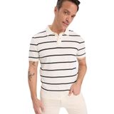 DeFacto Standart Fit Polo Yaka Çizgili Kısa Kollu Triko Tişört, 2XL, E2701AXER100mbk, Ekru, Erkek