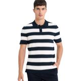 DeFacto Standart Fit Polo Yaka Çizgili Kısa Kollu Triko Tişört, 2XL, E5439AX25SP, Lacivert-NV64, Erkek
