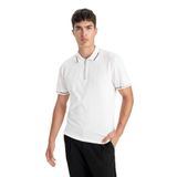 DeFacto Standart Fit Polo Yaka Fermuarlı Triko Kısa Kollu Tişört, L, D6199AX25AU, Beyaz-WT32, Erkek